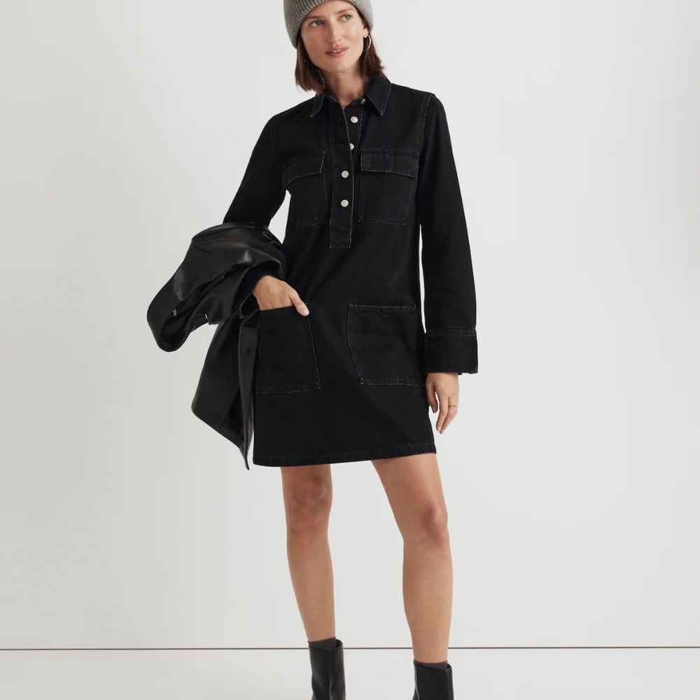 Madewell, Denim Popover Mini Dress // XXL